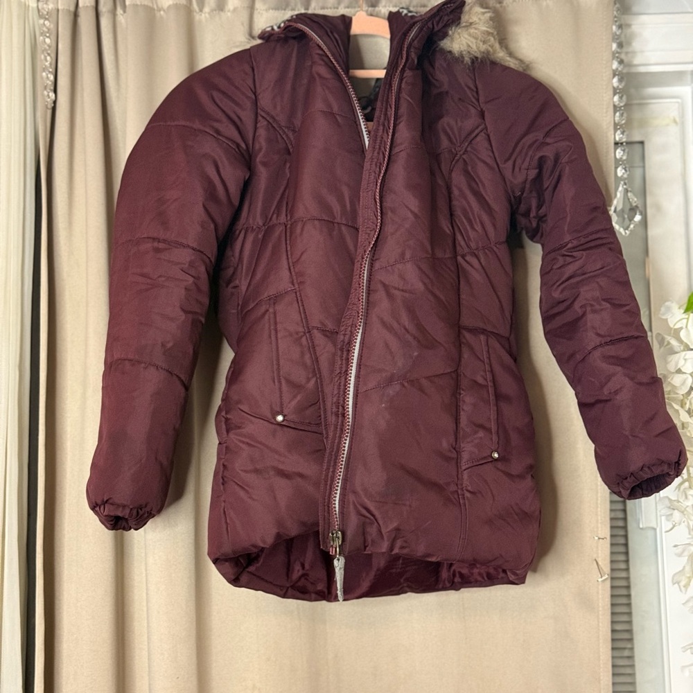 Burgundy Kids Puffer Jacket